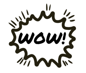 Ikon med en pratbubbla med ordet WOW!